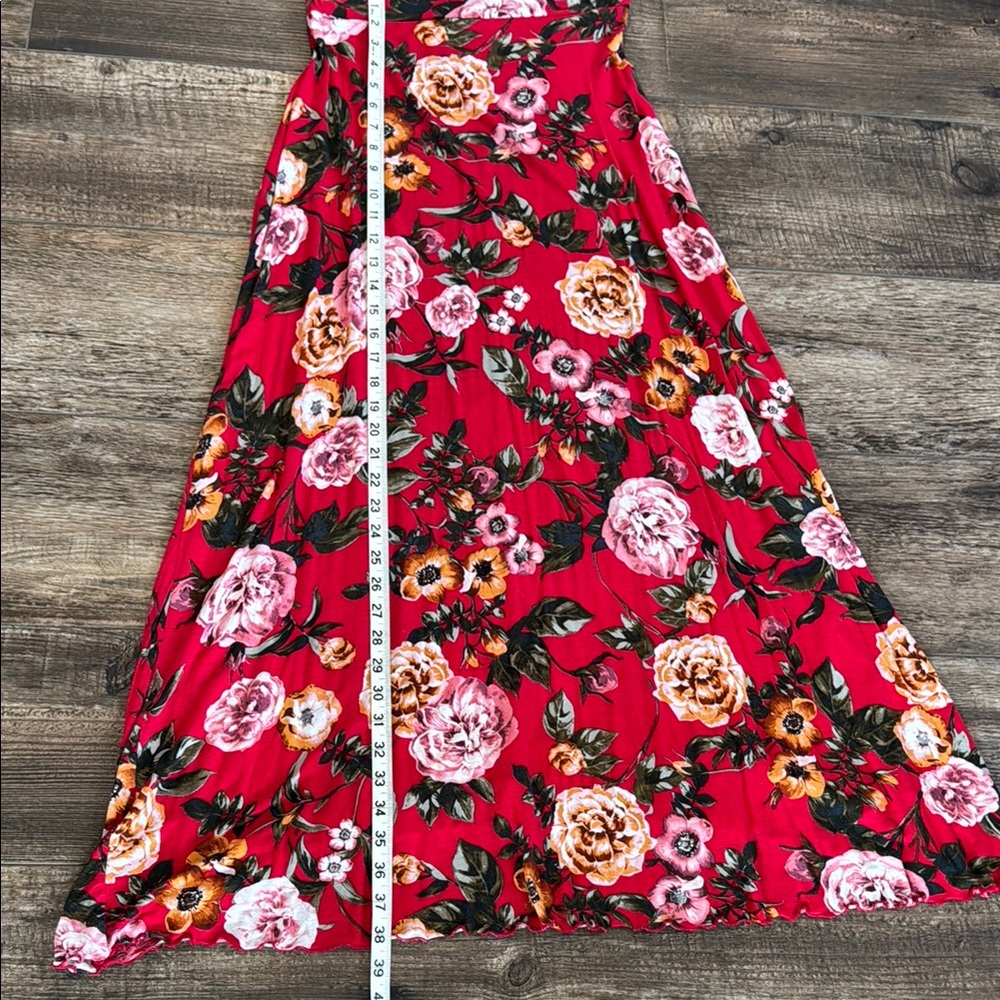 Floral Red Maxi Skirt - Picture 3 of 5